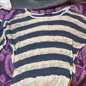 About A Girl Blue and Cream Striped Long Sleeve Top